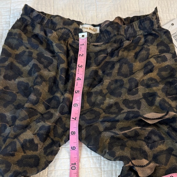 Vintage Y2K leopard print green ruffled leggings Urban Mango sheer s/m - Picture 5 of 6